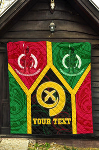 Polynesian Vanuatu Custom Personalised Premium Quilt - Vanuatu Flag and Coat Of Arms - Polynesian Pride