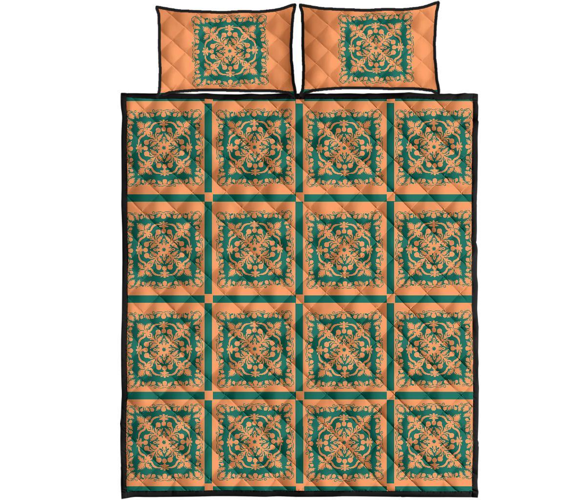 Hawaii Royal Quilt Bed Set - Hill Ver 14 Orange - Polynesian Pride