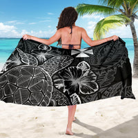 Wallis And Futuna Sarong - Turtle Hibiscus Pattern Black - Polynesian Pride