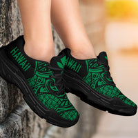 Kanaka White Chunky Sneakers Green - Circle Style - Polynesian Pride