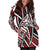 Chuuk Women Hoodie Dress - Tribal Flower Special Pattern Red Color - Polynesian Pride