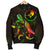 Yap Polynesian Men's Bomber Jacket - Turtle With Blooming Hibiscus Reggae - Polynesian Pride