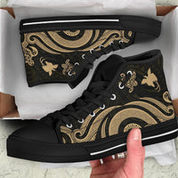 Papua New Guinea High Top Canvas Shoes - Gold Tentacle Turtle - Polynesian Pride