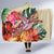 Hawaii Tropical Hibiscus Plumeria Turtle Beige Hooded Blanket - Polynesian Pride