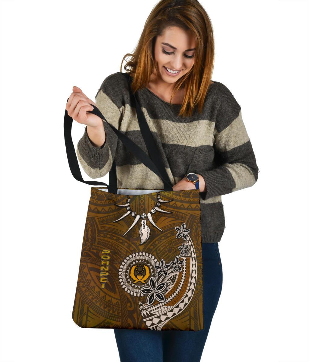 Pohnpei Tote Bags - Polynesian Boar Tusk Tote Bag One Size Brown - Polynesian Pride