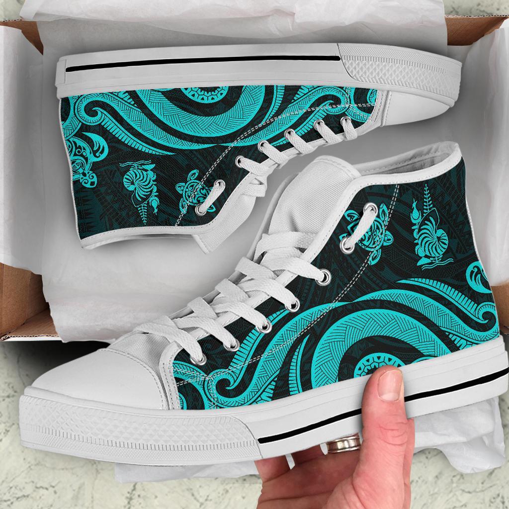 New Caledonia High Top Canvas Shoes - Turquoise Tentacle Turtle - Polynesian Pride