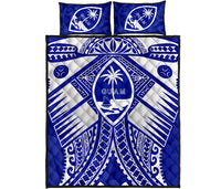 Guam Polynesian Quilt Bed Set - Guam White Seal with Polynesian Tattoo Ver 02 - Polynesian Pride