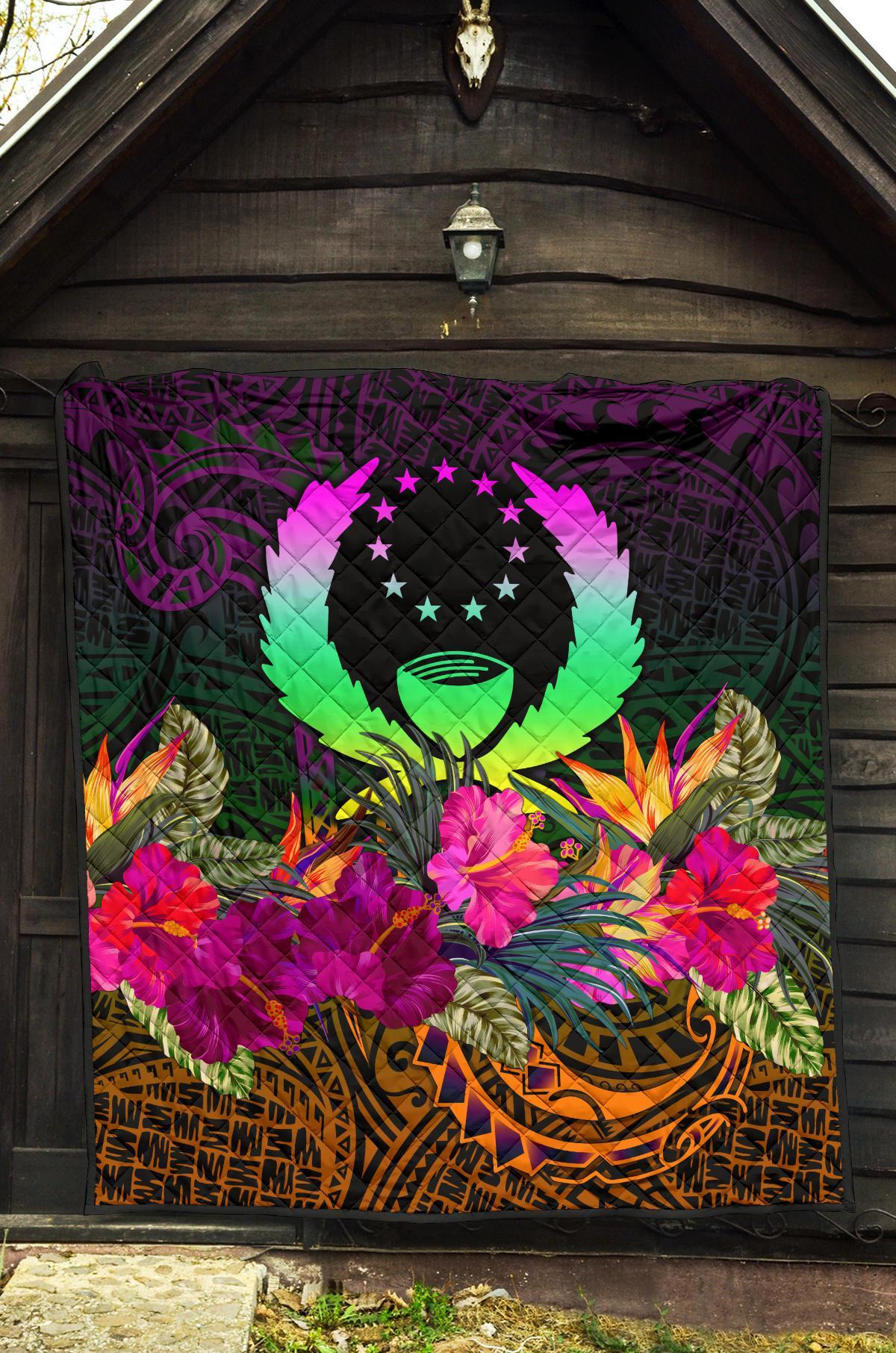 Pohnpei Premium Quilt - Summer Hibiscus - Polynesian Pride