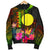 Palau Polynesian Men's Bomber Jacket - Hibiscus and Banana Leaves - Polynesian Pride