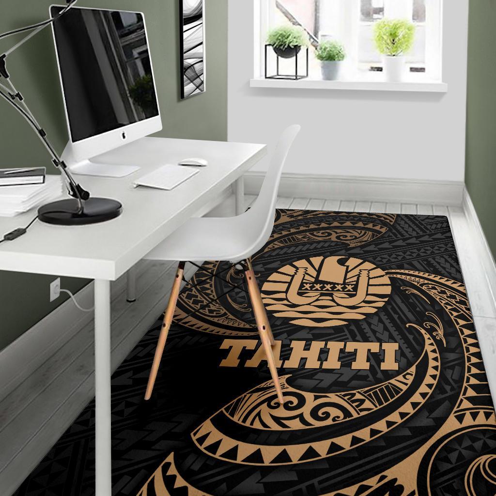 Tahiti Polynesian Area Rug - Gold Tribal Wave - Polynesian Pride