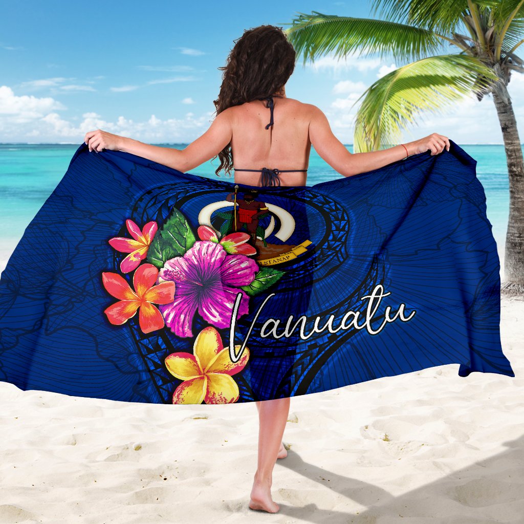 Vanuatu Polynesian Sarong - Floral With Seal Blue - Polynesian Pride