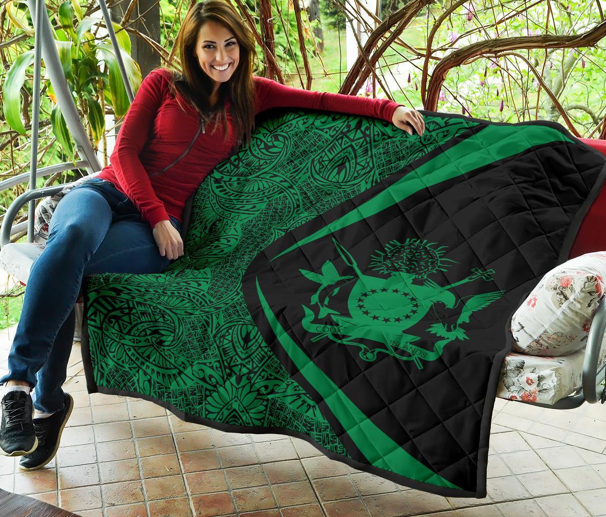 Cook Islands Coat Of Arms Polynesian Premium Quilt - Circle Style - 08 - Polynesian Pride