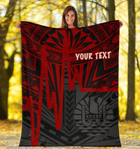 Tahiti Personalised Premium Blanket - Tahiti Seal In Heartbeat Patterns Style (Red) - Polynesian Pride