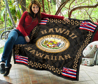 Hawaii Flag Polynesian Premium Quilt Gold - Love Style - Polynesian Pride
