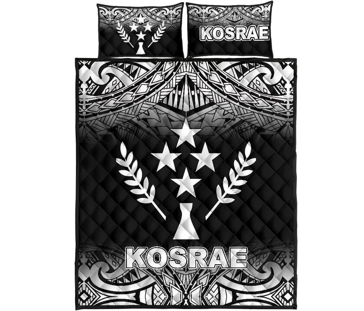 Kosrae Quilt Bed Set - Kosrae Flag Black Fog Style Black - Polynesian Pride