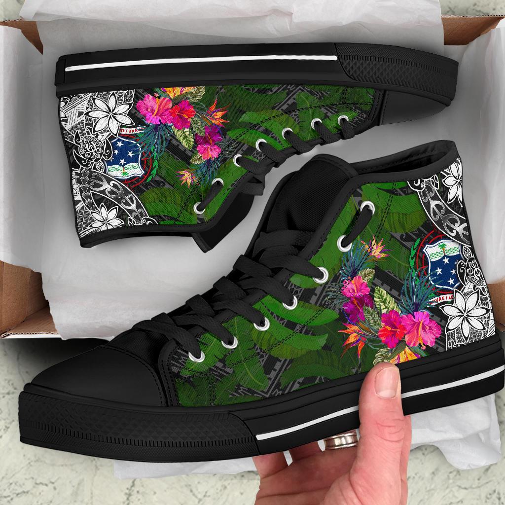 Samoa High Top Shoes - Turtle Plumeria Banana Leaf - Polynesian Pride