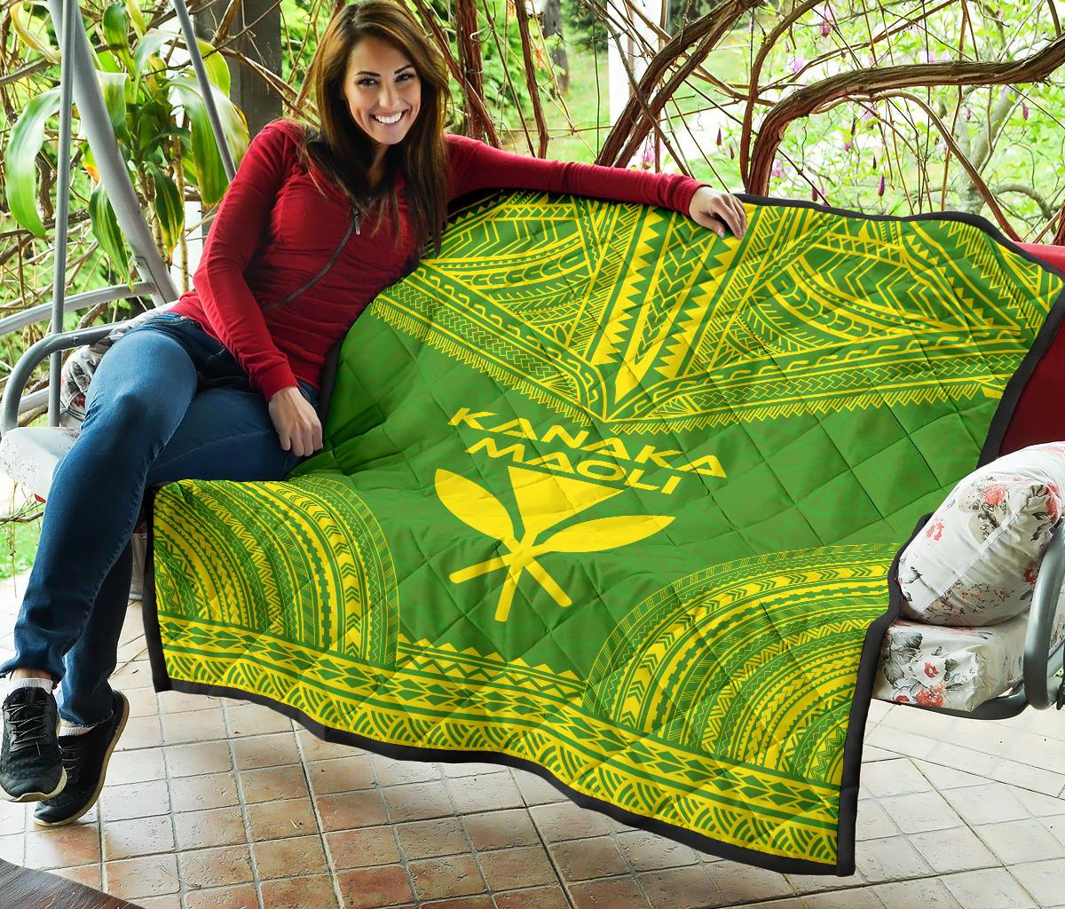 Hawaii Premium Quilt - Kanaka Maoli Polynesian Chief Green Version - Polynesian Pride