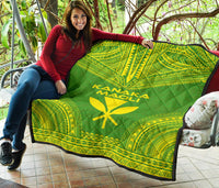 Hawaii Premium Quilt - Kanaka Maoli Polynesian Chief Green Version - Polynesian Pride