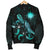 Marshall Islands Polynesian Men's Bomber Jacket - Turtle With Blooming Hibiscus Turquoise - Polynesian Pride