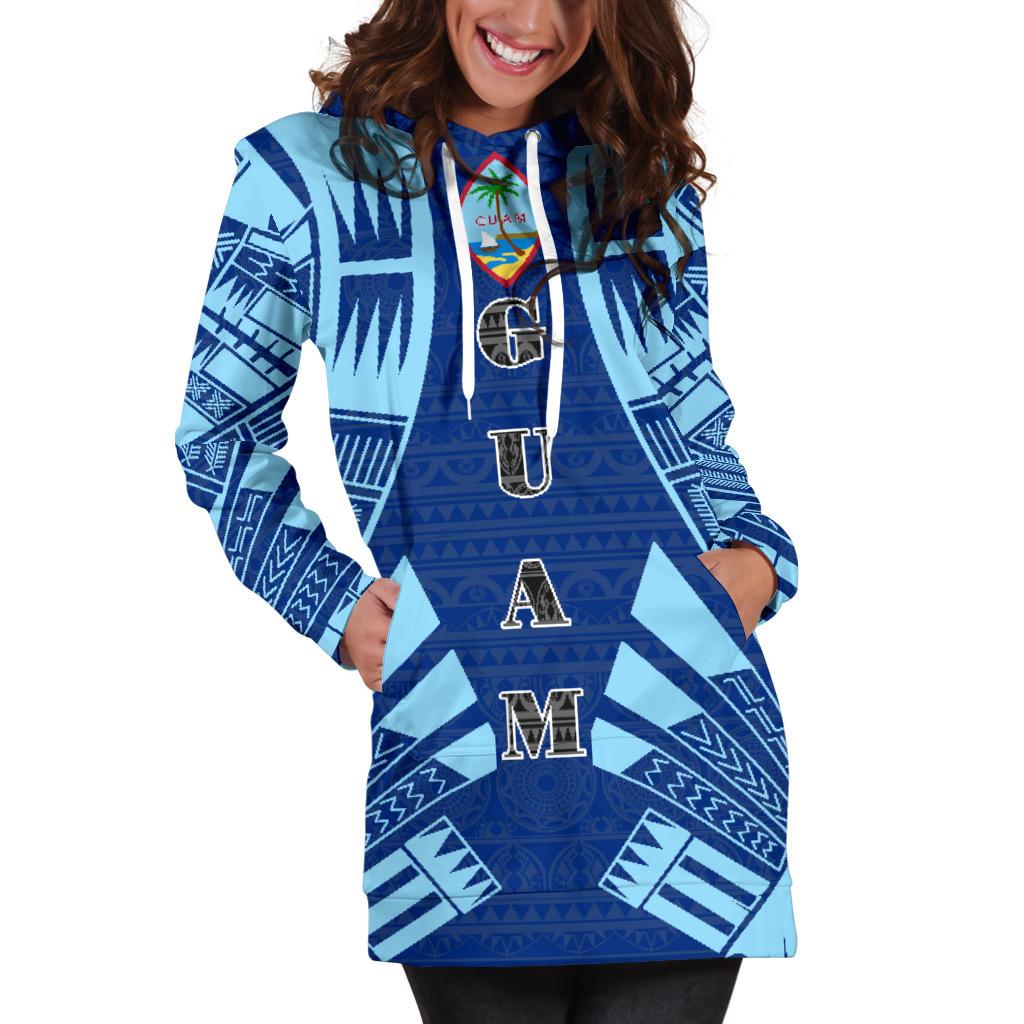 Guam Hoodie Dress - Polynesian Tattoo Flag - Polynesian Pride