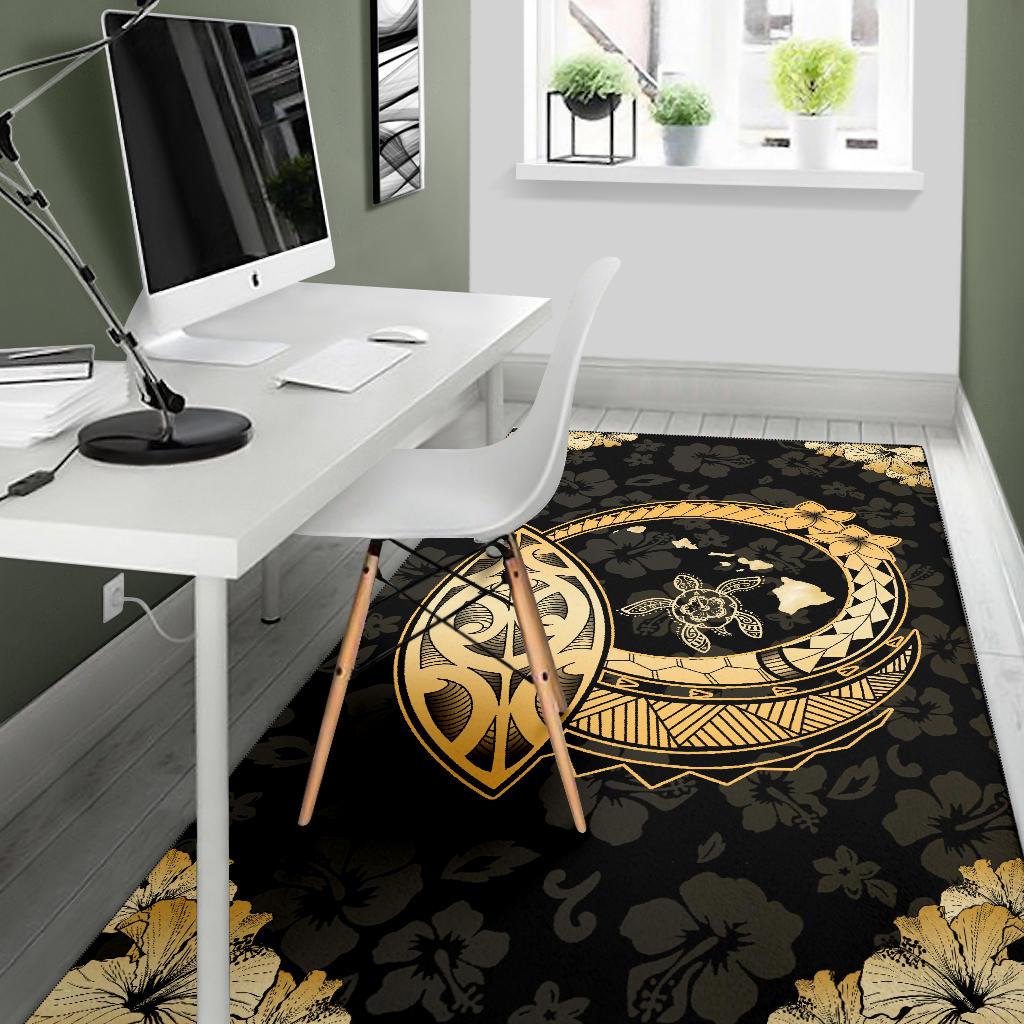 Hawaii Hibiscus Map Polynesian Area Rug - Polynesian Pride