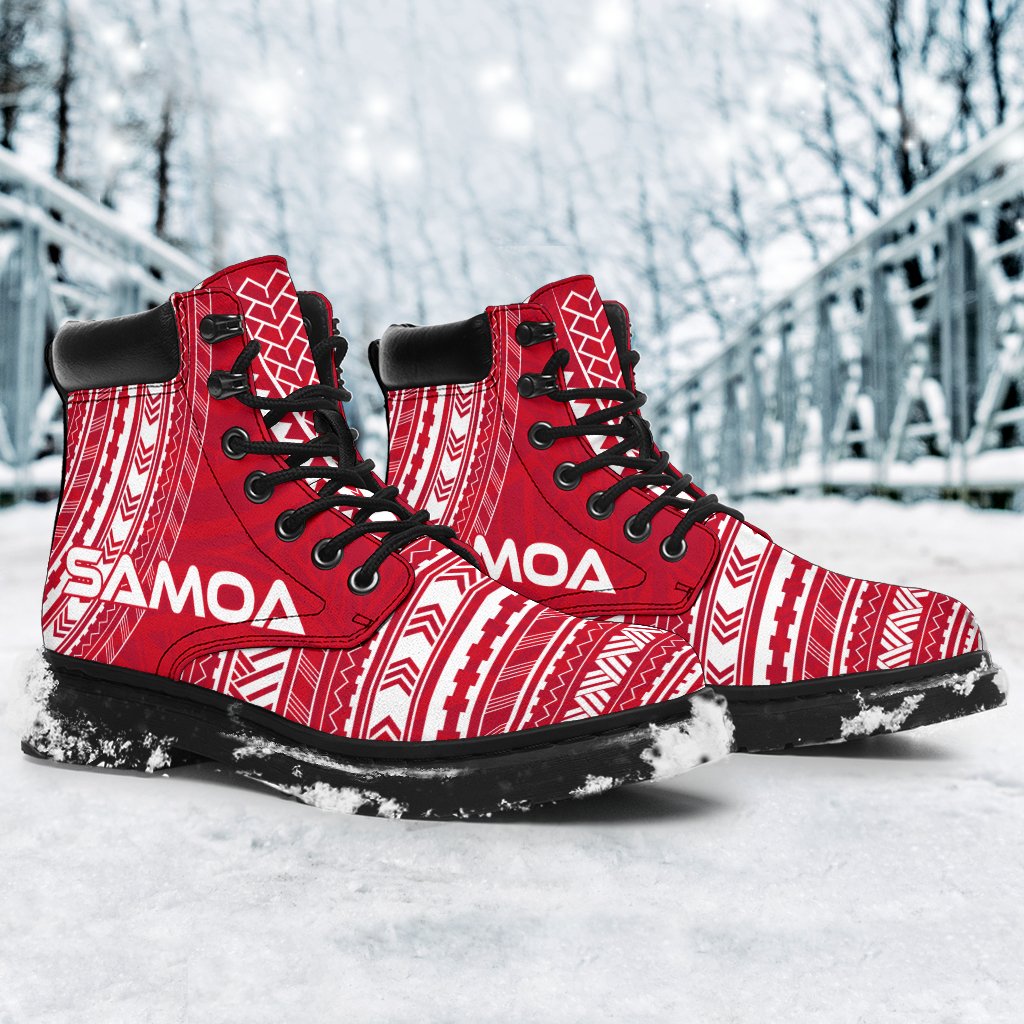 Samoa Leather Boots - Polynesian Flag Chief Version - Polynesian Pride