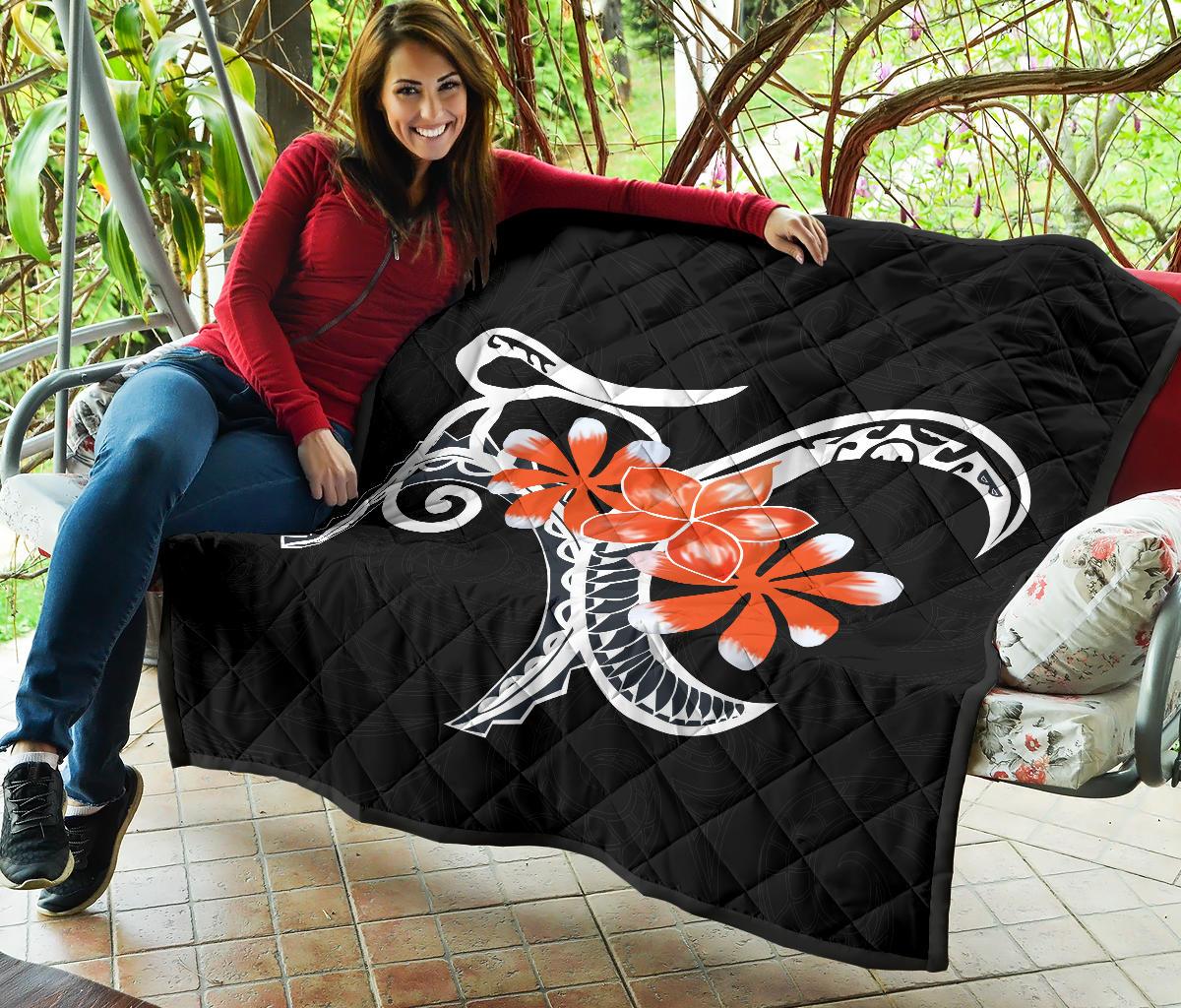 Plumeria Polynesia Orange Premium Quilt - Polynesian Pride