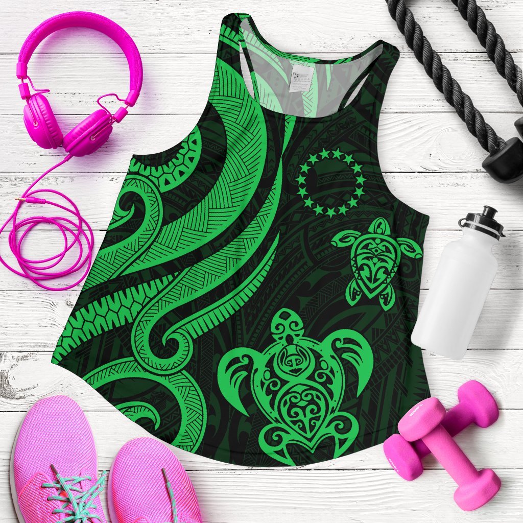 Cook Islands Women's Racerback Tank - Green Tentacle Turtle Green - Polynesian Pride