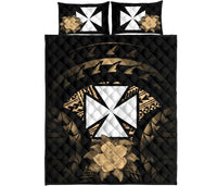 Wallis And Futuna Polynesian Quilt Bed Set Hibiscus Gold - Polynesian Pride