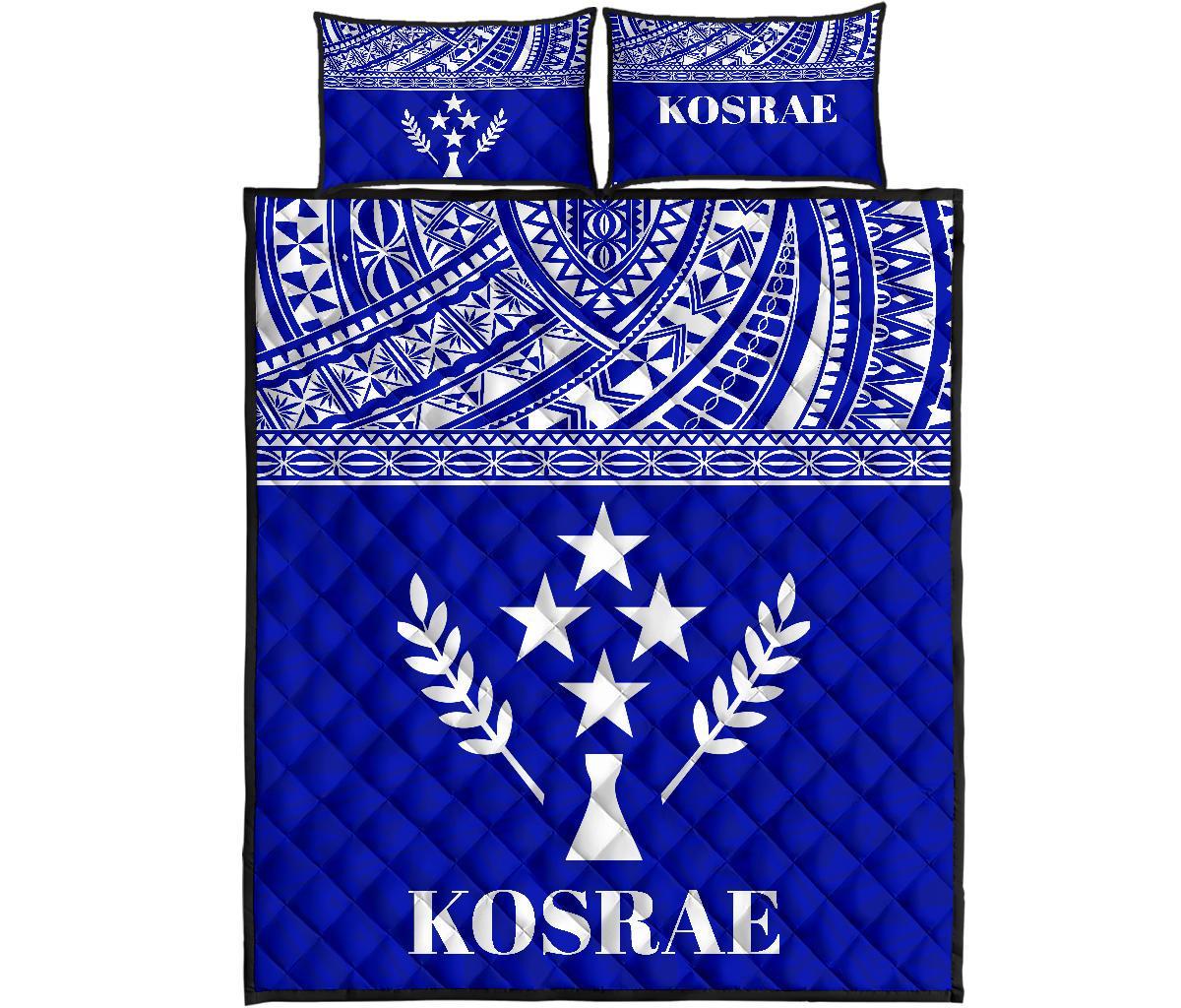 Kosrae Micronesia Quilt Bed Set - Kosrae Flag Blue Version Blue - Polynesian Pride