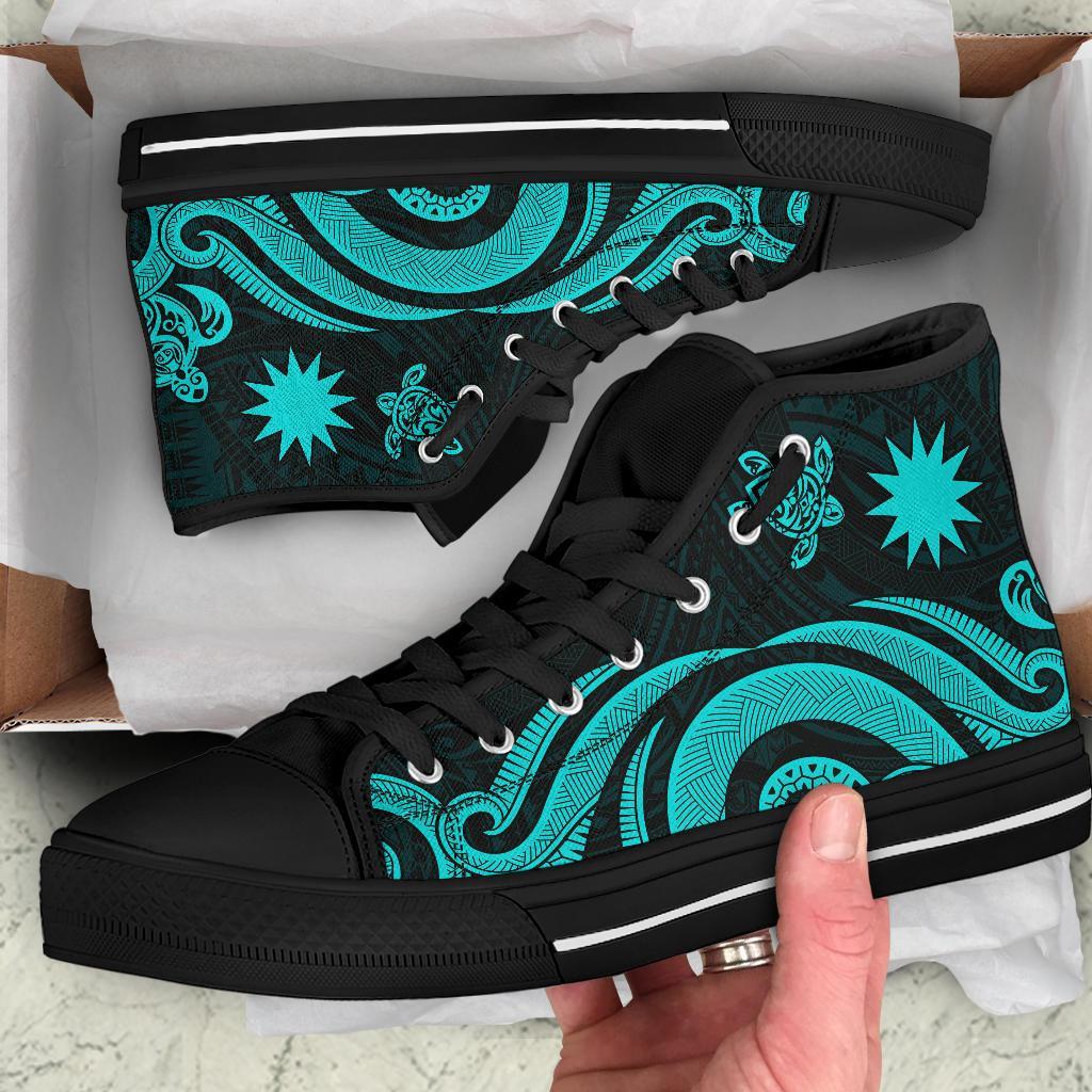 Nauru High Top Canvas Shoes - Turquoise Tentacle Turtle - Polynesian Pride