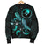 Yap Polynesian Men's Bomber Jacket - Turtle With Blooming Hibiscus Turquoise - Polynesian Pride