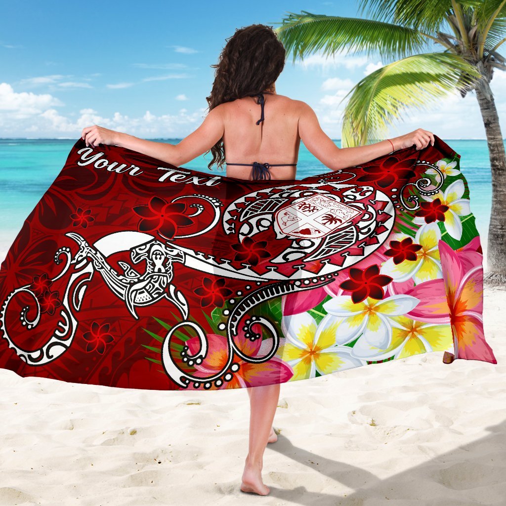 Fiji Custom Personalised Sarong - Turtle Plumeria (Red) - Polynesian Pride