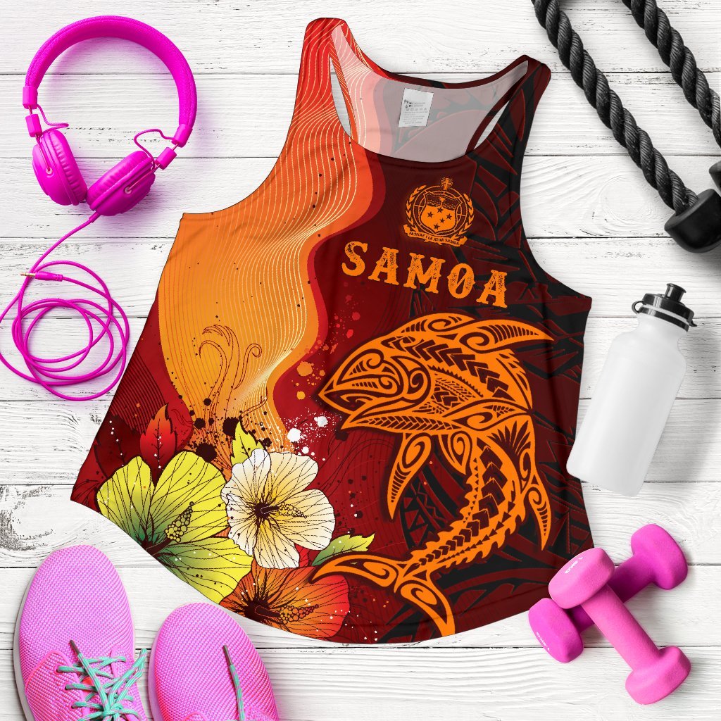 Samoa Women's Racerback Tank - Tribal Tuna Fish Orange - Polynesian Pride