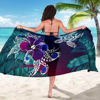 Hawaii Sarong - Hawaii Turtle Flowers And Palms Retro - Polynesian Pride