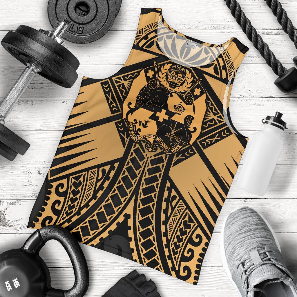 Tonga Polynesian Men's Tank Top - Tonga Gold Seal Polynesian Tattoo Gold - Polynesian Pride