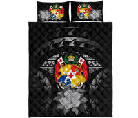 Tonga Polynesian Quilt Bed Set Hibiscus Gray - Polynesian Pride