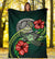 American Samoa Polynesian Premium Blanket - Green Turtle Hibiscus - Polynesian Pride