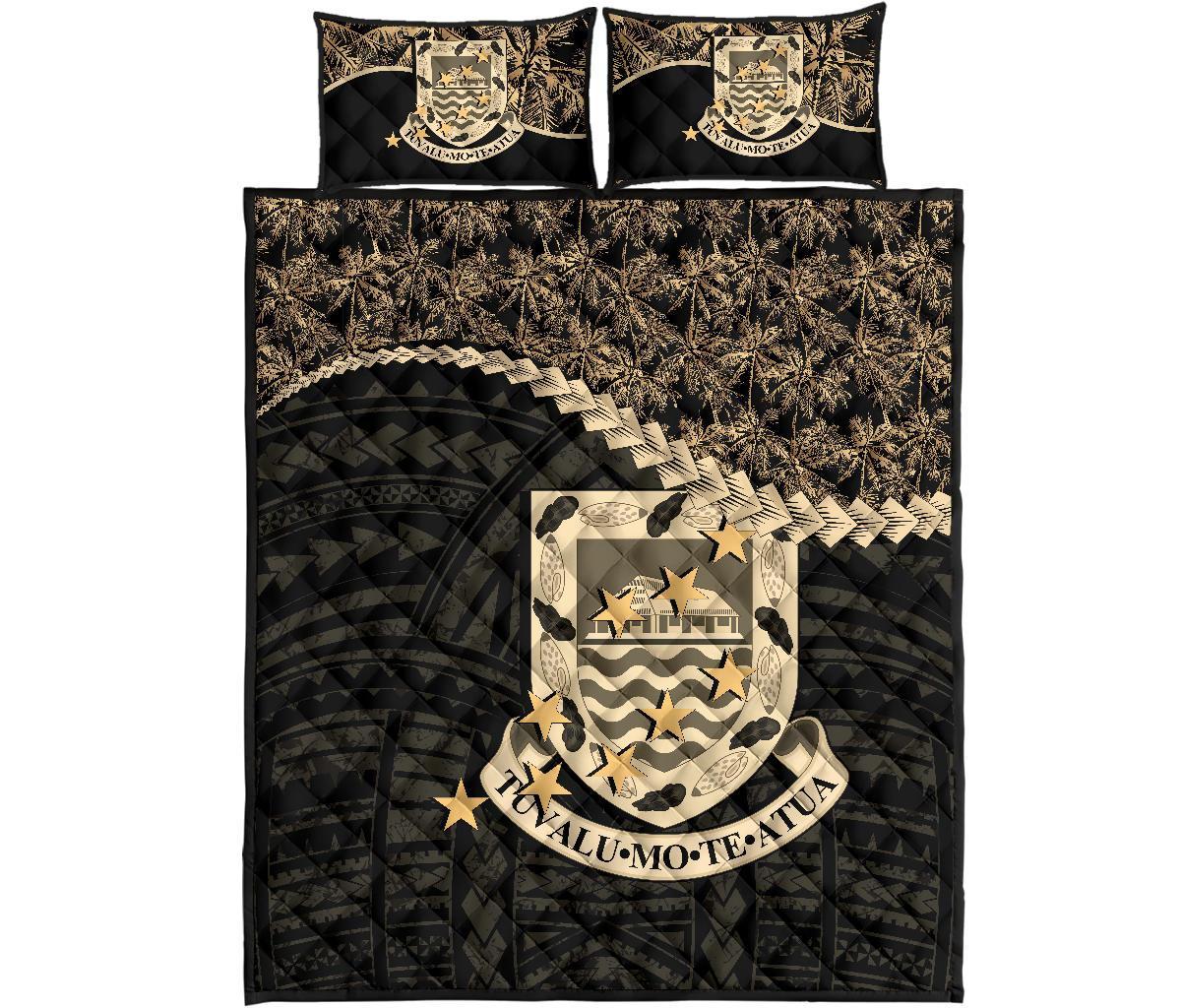 Tuvalu Polynesian Quilt Bed Set Golden Coconut Golden - Polynesian Pride