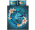 Tonga Polynesian Quilt Bed Set - Blue Plumeria Animal Tattoo - Polynesian Pride