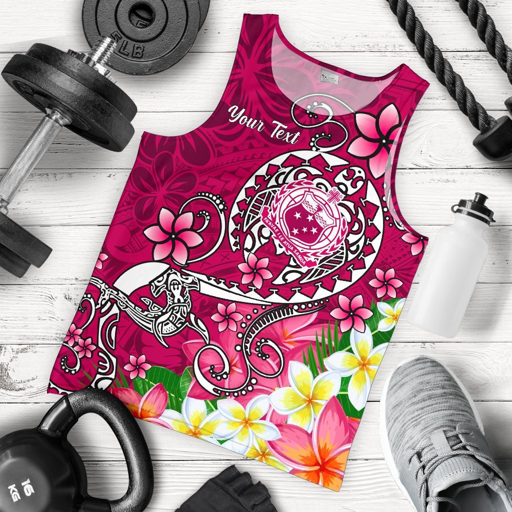 Samoa Custom Personalised Men's Tank Top - Turtle Plumeria (Pink) Pink - Polynesian Pride