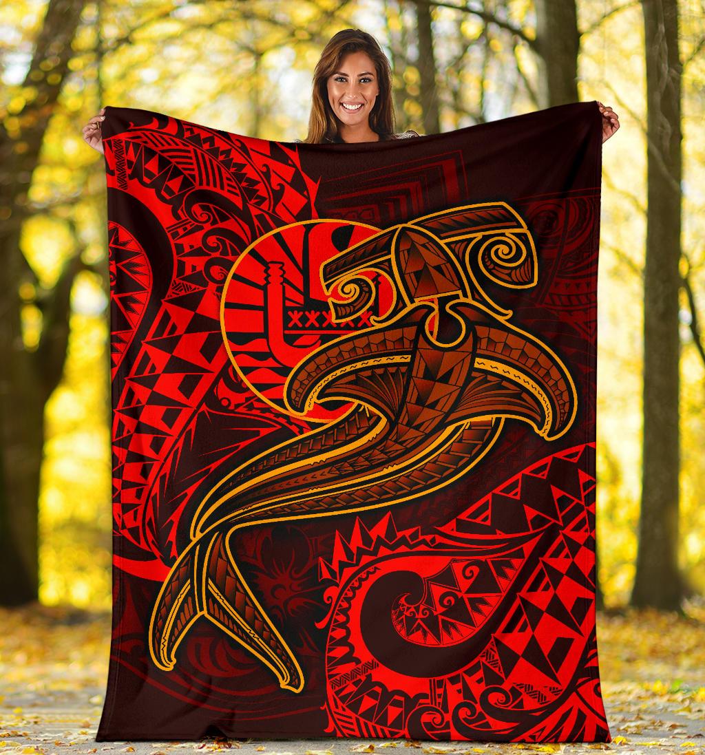 Tahiti Premium Blanket - Red Shark Polynesian Tattoo - Polynesian Pride