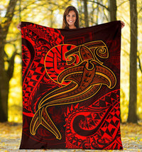 Tahiti Premium Blanket - Red Shark Polynesian Tattoo - Polynesian Pride