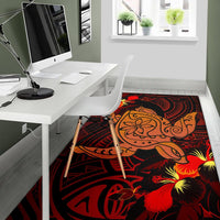 Hawaii Hibiscus Polynesian Red Big Turtle Area Rug AH - Polynesian Pride