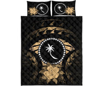 Chuuk Polynesian Quilt Bed Set Hibiscus Gold - Polynesian Pride