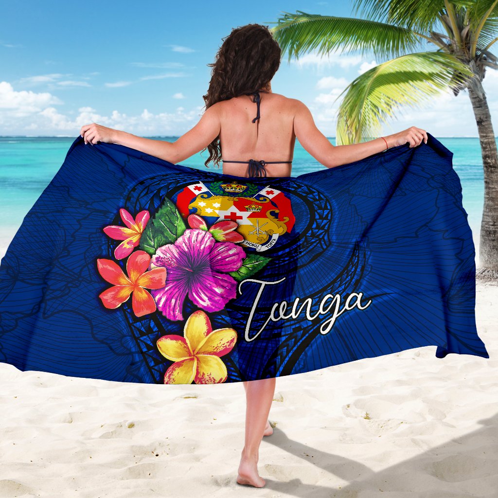 Tonga Polynesian Sarong - Floral With Seal Blue - Polynesian Pride