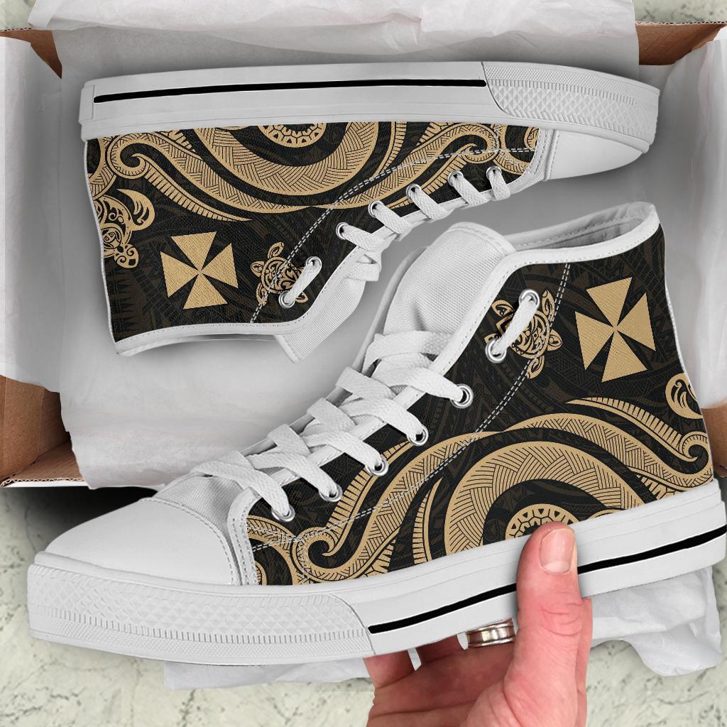 Wallis and Futuna High Top Canvas Shoes - Gold Tentacle Turtle - Polynesian Pride