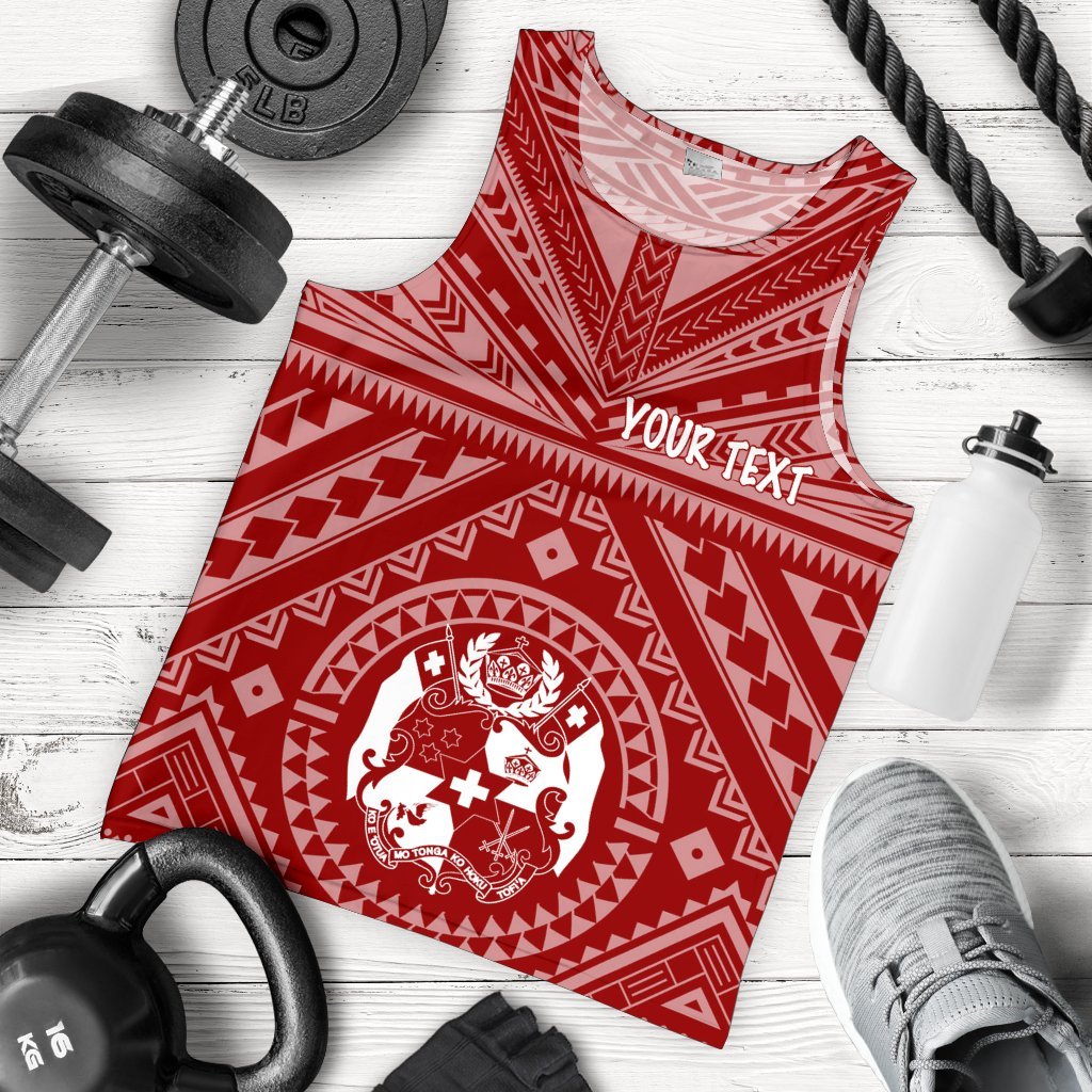 Tonga Personalised Men's Tank Top - Tonga Seal With Polynesian Tattoo Style (Red) Red - Polynesian Pride