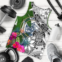 Palau Men's Tank Top White - Turtle Plumeria Banana Leaf Crest White - Polynesian Pride