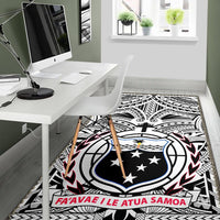 Samoa Area Rug, Samoa Coat Of Arm - Polynesian Tattoo White And Black - Polynesian Pride